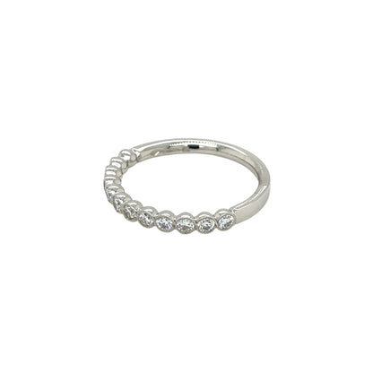 Platinum Diamond Cup Set Millgrain Half Eternity Ring (N)