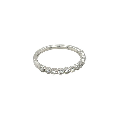 Platinum Diamond Cup Set Millgrain Half Eternity Ring (N)
