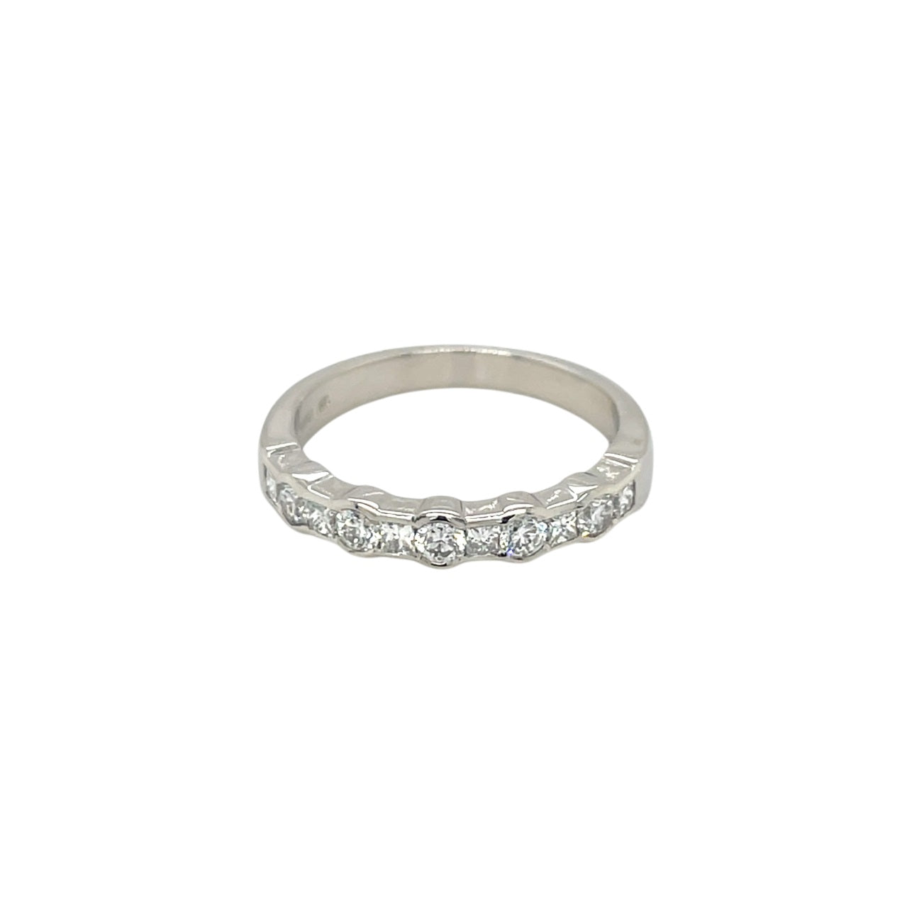 Platinum Round & Princess Cut Diamond Half-Set Eternity Ring (M)