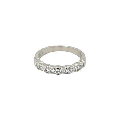 Platinum Round & Princess Cut Diamond Half-Set Eternity Ring (M)