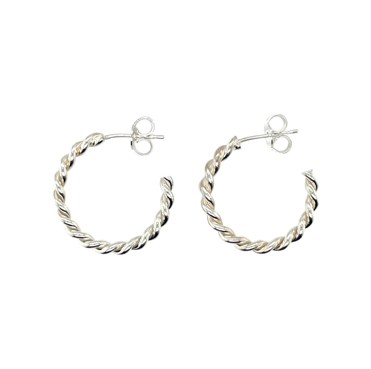 Silver Twist Hoop Earrings (23mm)