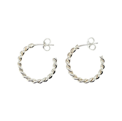 Silver Twist Hoop Earrings (23mm)
