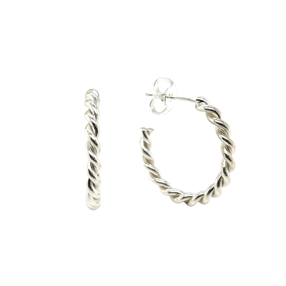 Silver Twist Hoop Earrings (23mm)