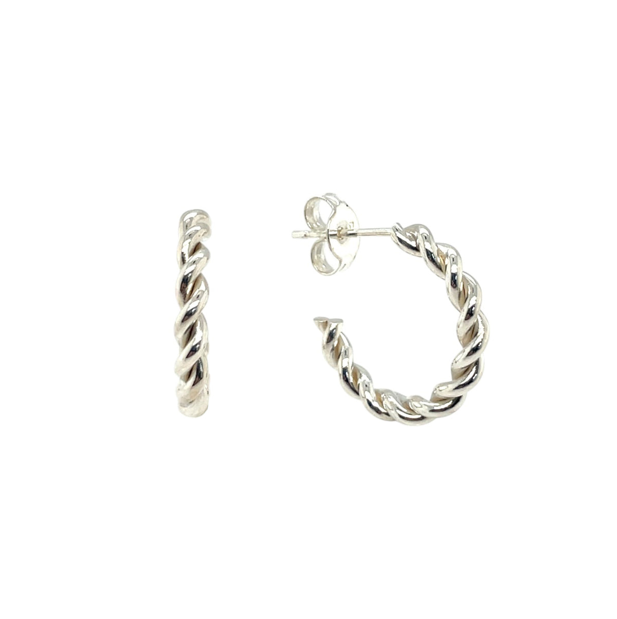 Silver Twist Hoop Earrings (18mm)