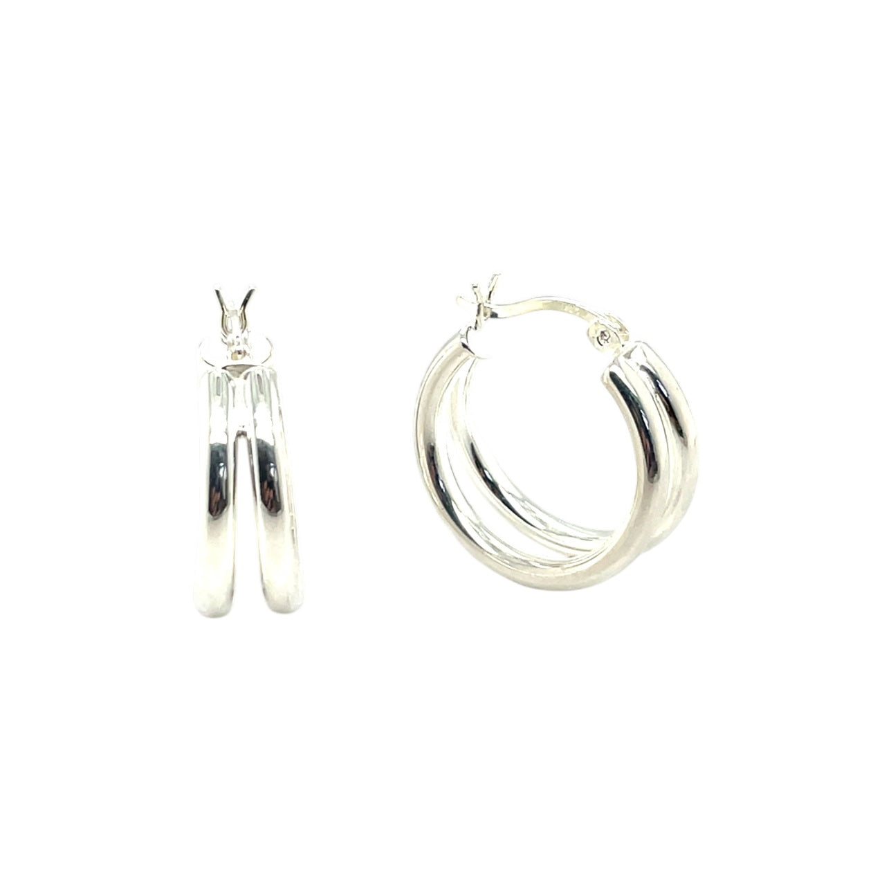 Silver Duo Huggie Earrings