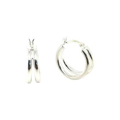 Silver Duo Huggie Earrings