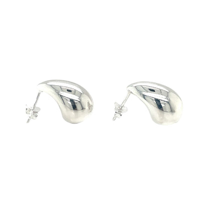 Silver Polished Teardrop Stud Earrings