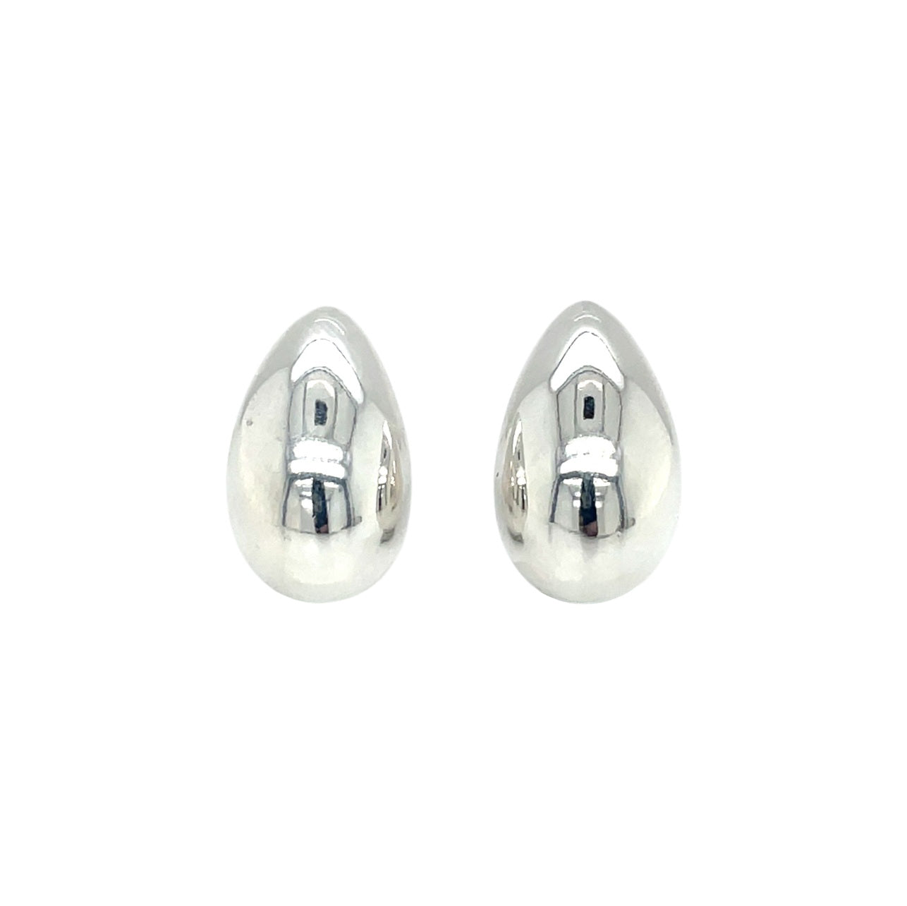 Silver Polished Teardrop Stud Earrings