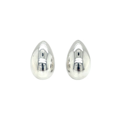 Silver Polished Teardrop Stud Earrings