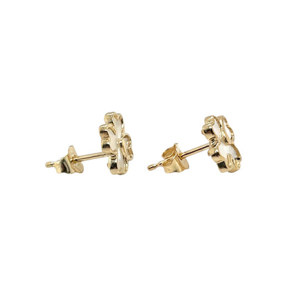 9ct Yellow Gold Mother Of Pearl Clover Stud Earrings