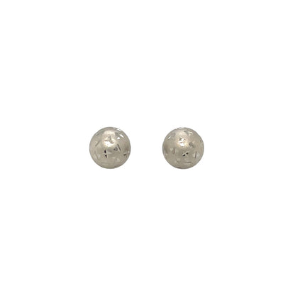 9ct White Gold Satin Star Ball Stud Earrings (7mm)