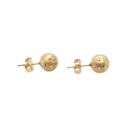 9ct Yellow Gold Satin Star Ball Stud Earrings (7mm)