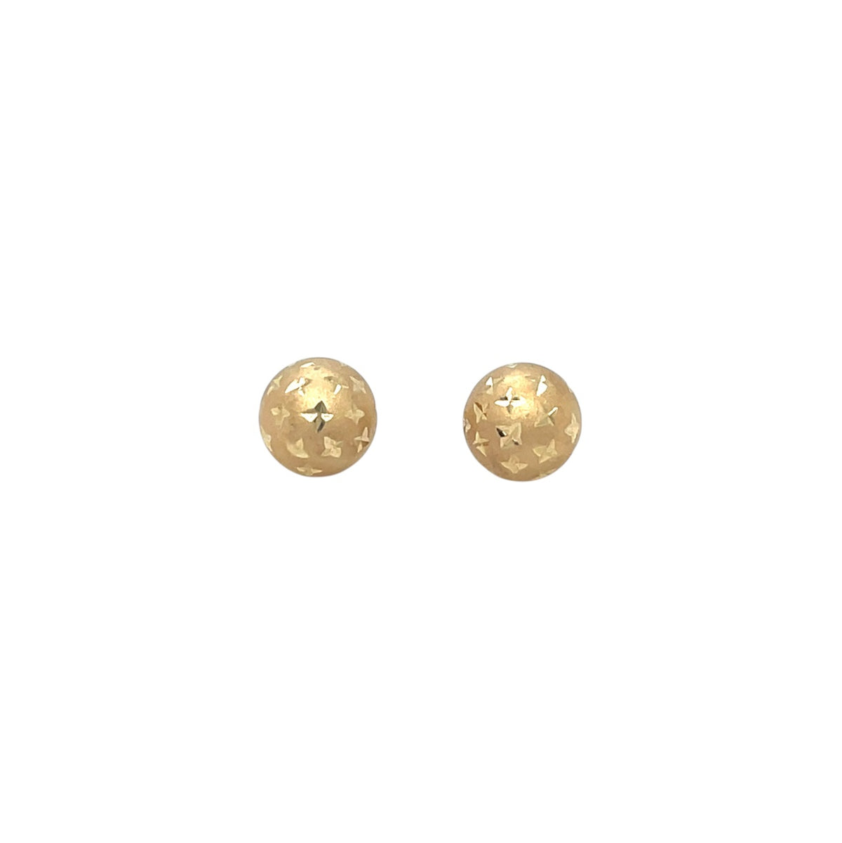 9ct Yellow Gold Satin Star Ball Stud Earrings (7mm)
