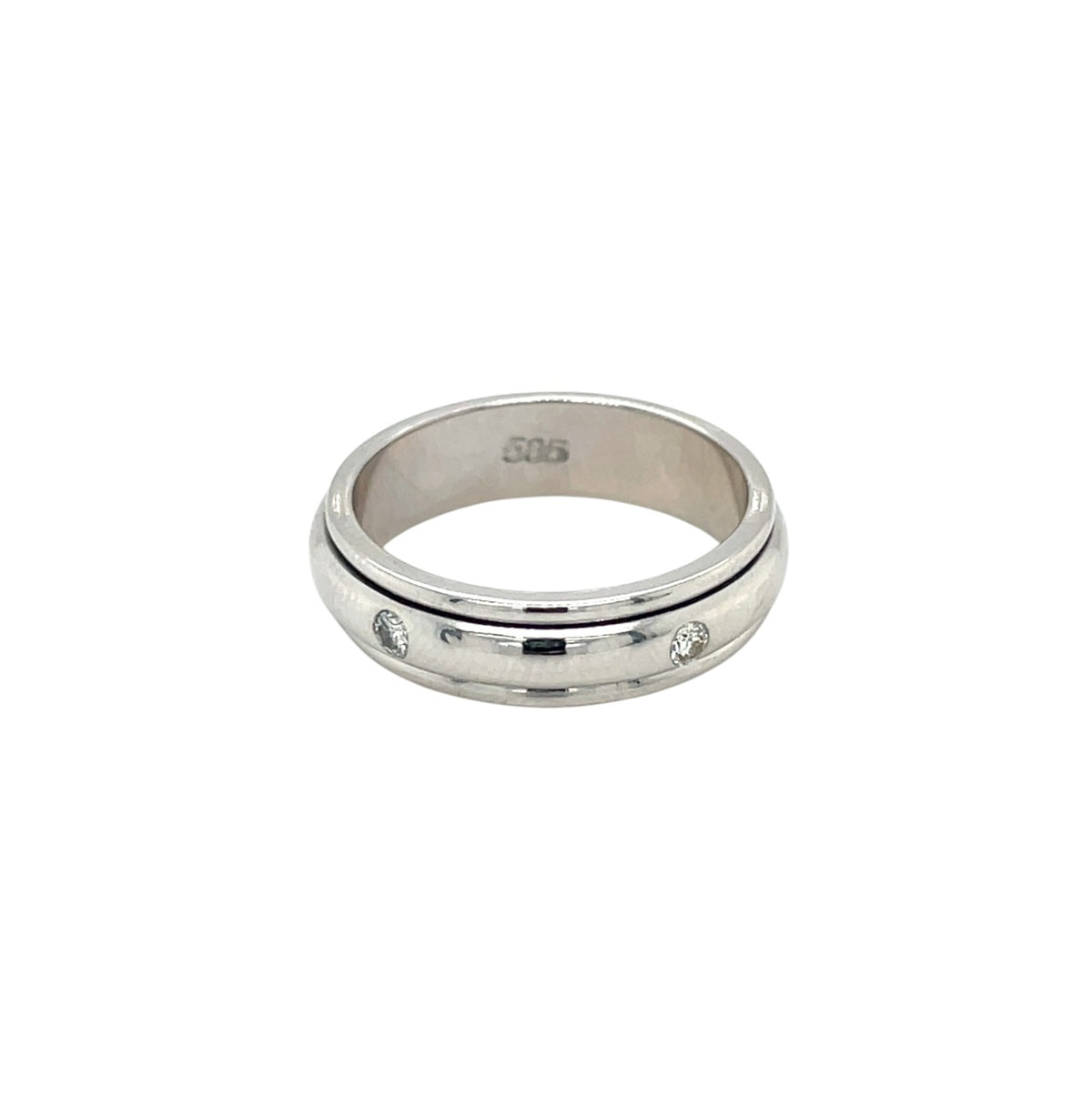 14ct White Gold Diamond Set Spinning Ring (M)