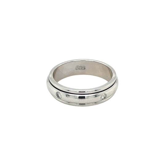 14ct White Gold Diamond Set Spinning Ring (M)