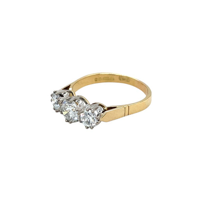 18ct Yellow Gold Three Stone Diamond Ring (N)