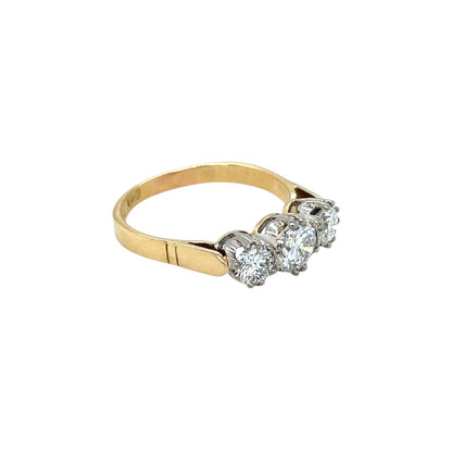 18ct Yellow Gold Three Stone Diamond Ring (N)
