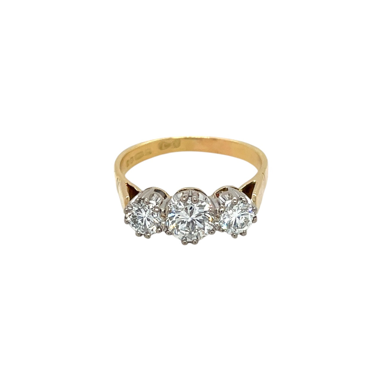 18ct Yellow Gold Three Stone Diamond Ring (N)
