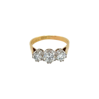 18ct Yellow Gold Three Stone Diamond Ring (N)