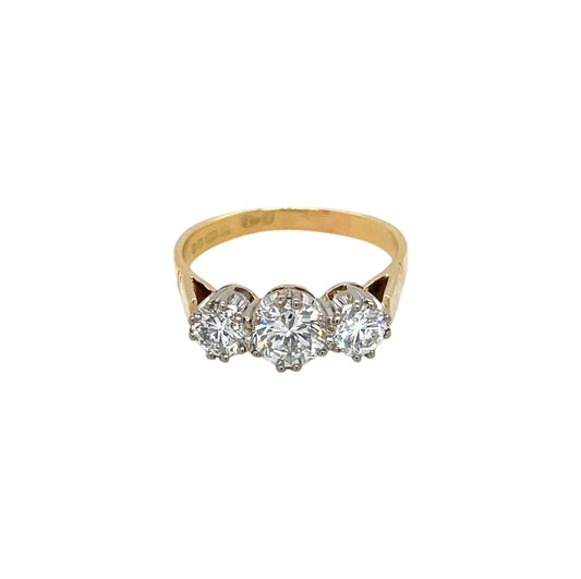 18ct Yellow Gold Three Stone Diamond Ring (N)