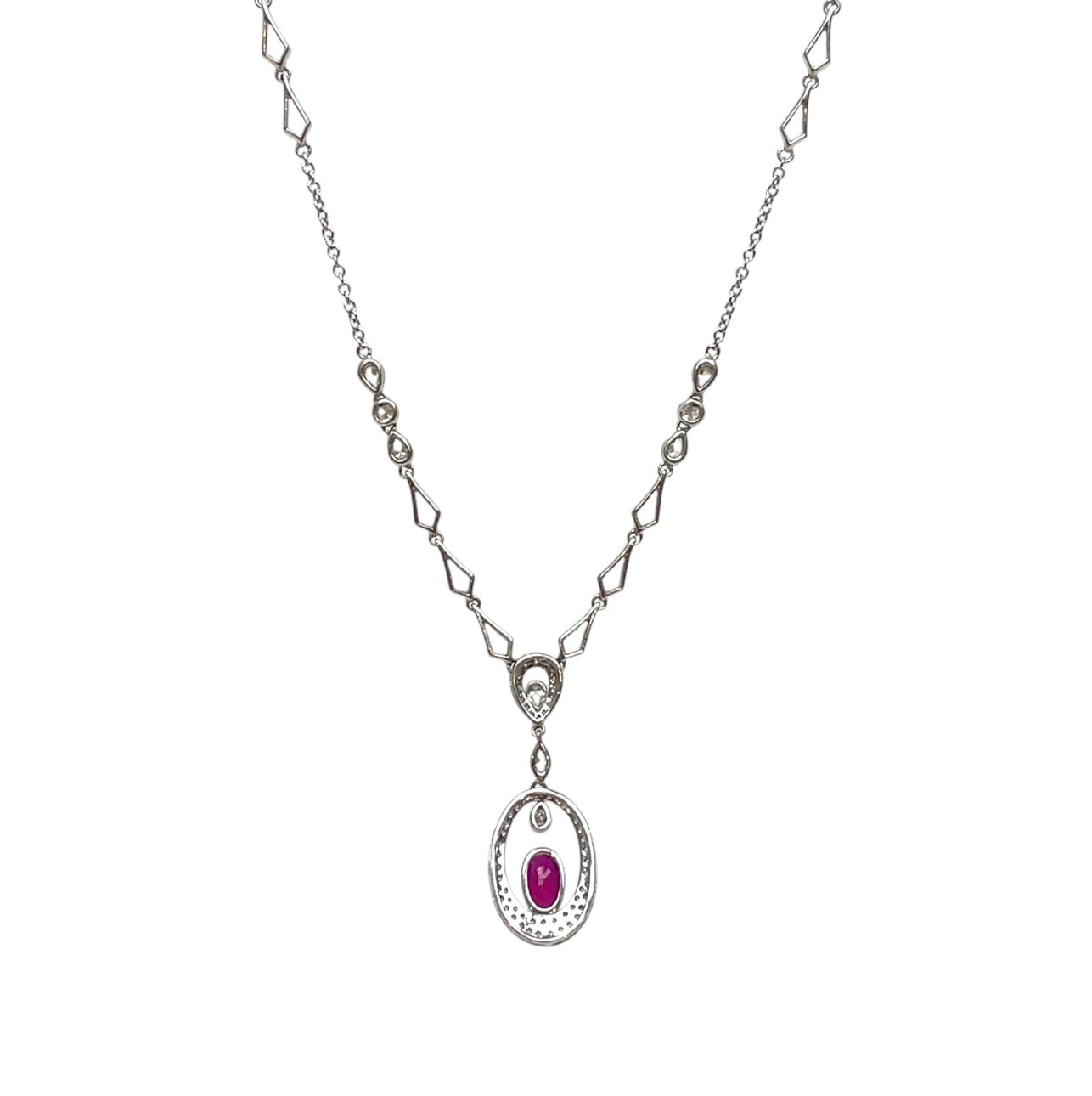 18ct White Gold Ruby & Diamond Necklace & Pendant (20")