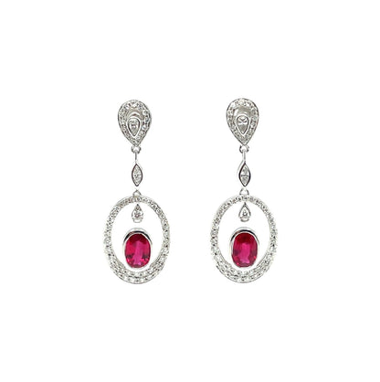 18ct White Gold Ruby & Diamond Drop Earrings