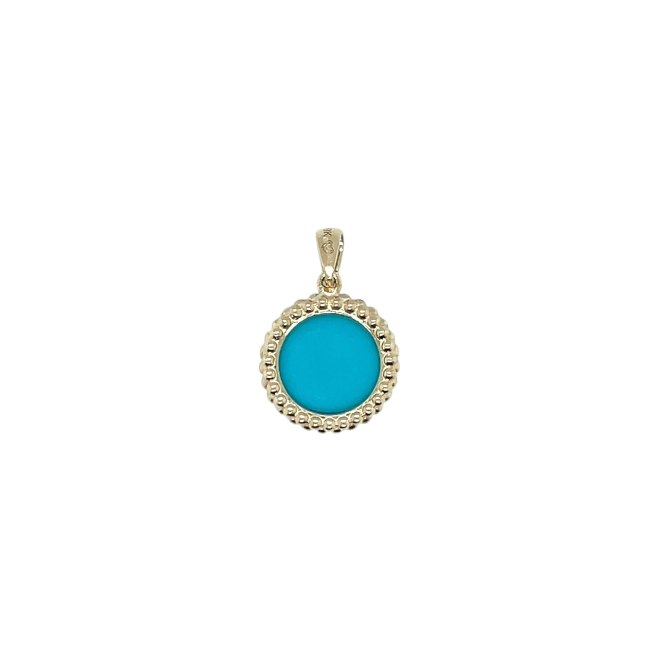 9ct Yellow Gold Round Turquoise Rope Edge Pendant