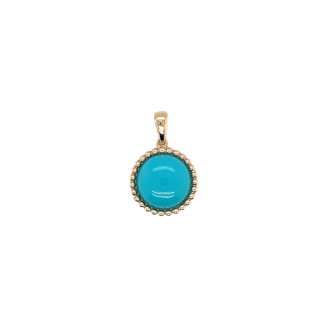 9ct Yellow Gold Round Turquoise Rope Edge Pendant