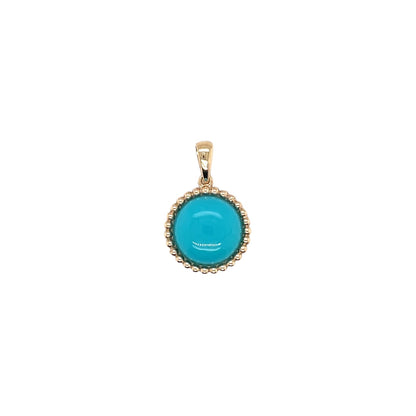9ct Yellow Gold Round Turquoise Rope Edge Pendant