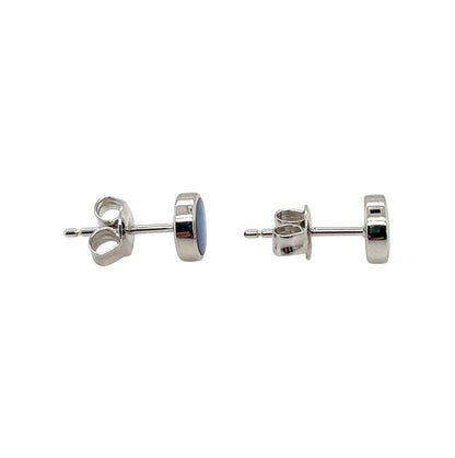 Silver Doublet Opal Stud Earrings