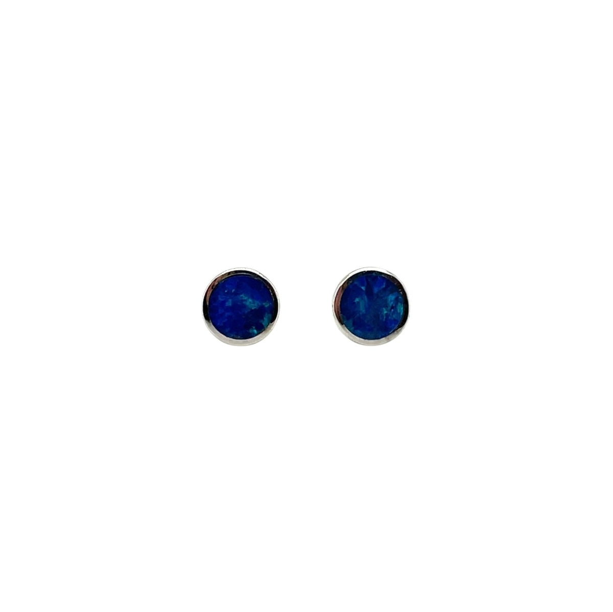 Silver Doublet Opal Stud Earrings