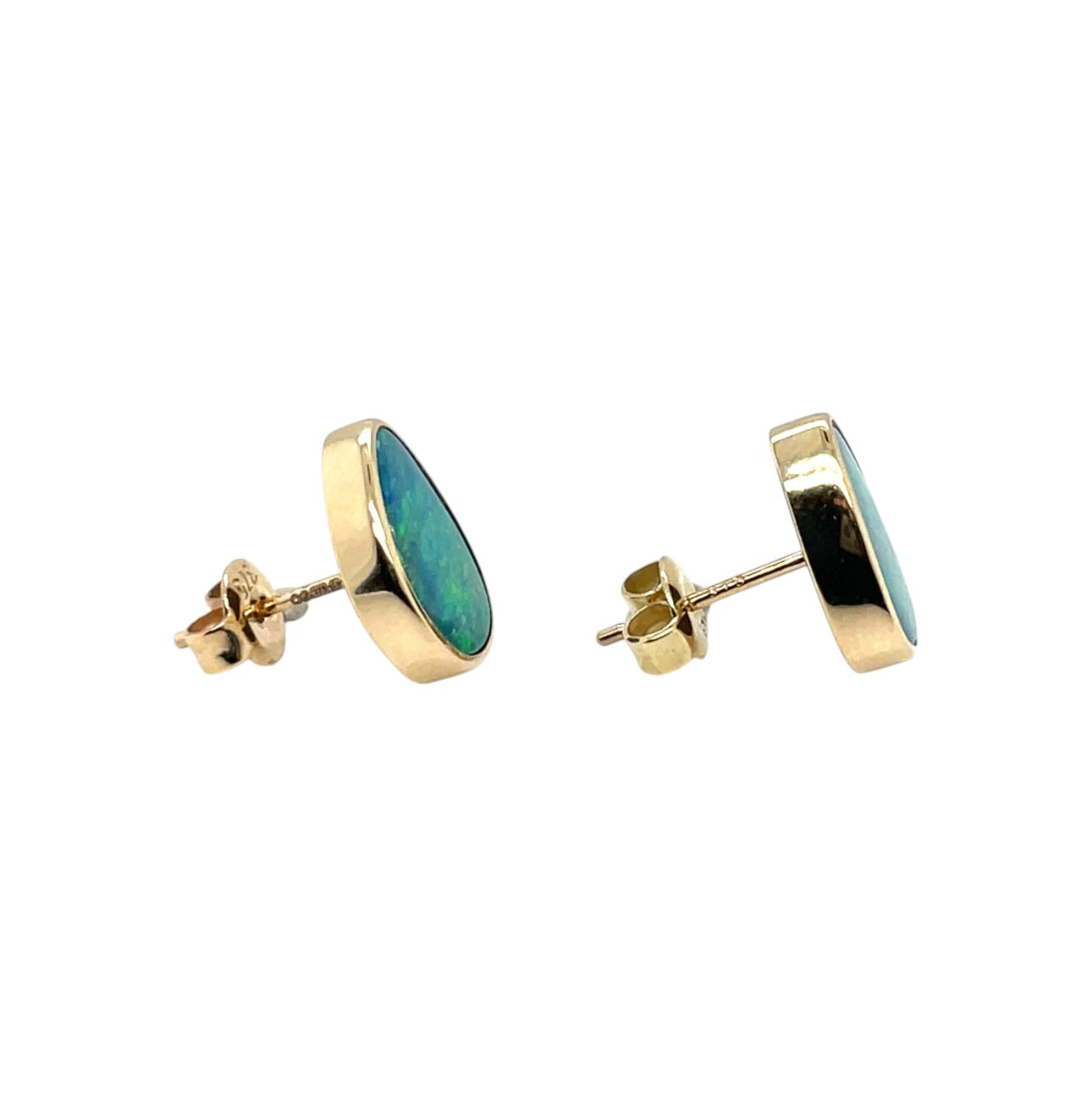 9ct Yellow Gold Doublet Opal Stud Earrings