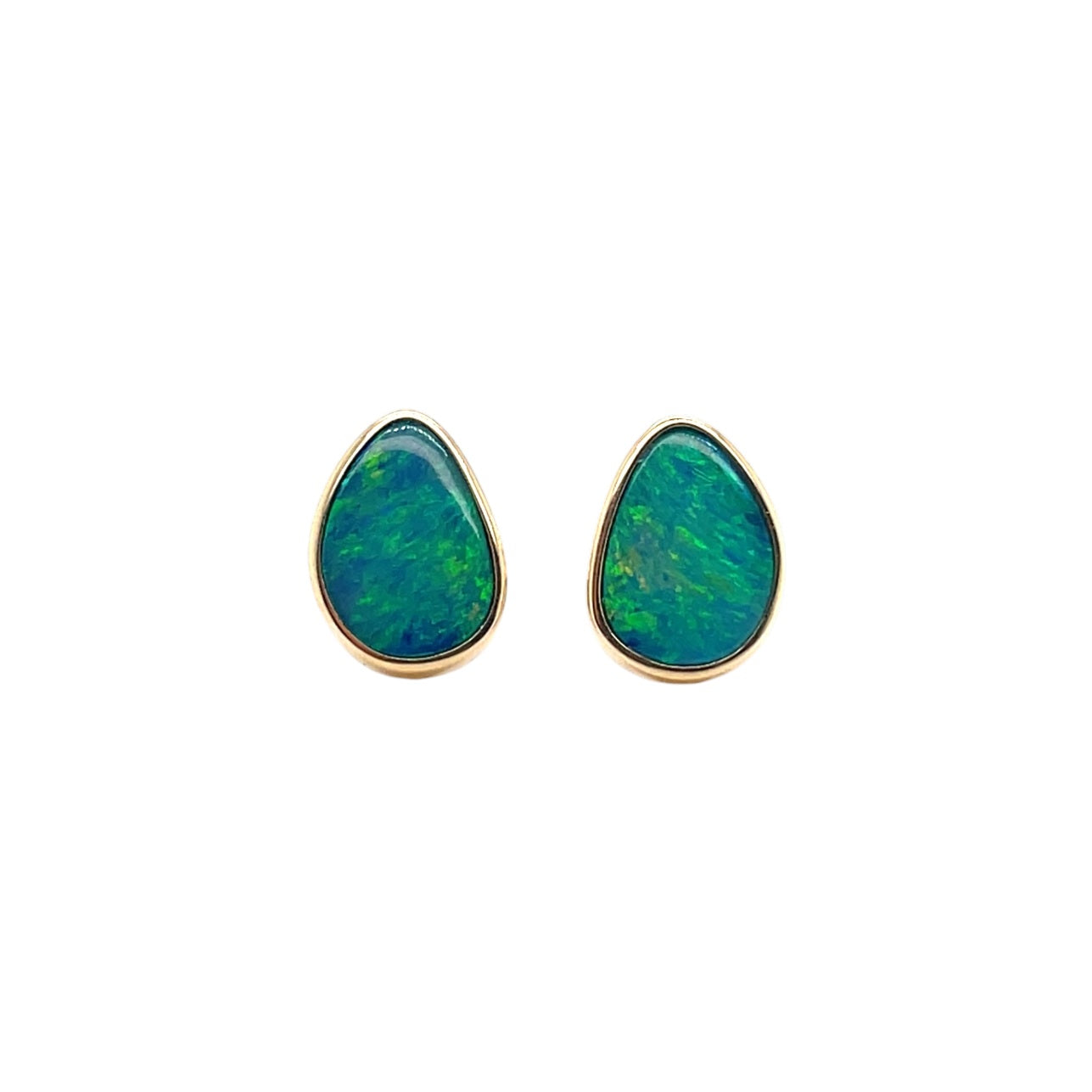 9ct Yellow Gold Doublet Opal Stud Earrings