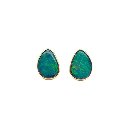 9ct Yellow Gold Doublet Opal Stud Earrings