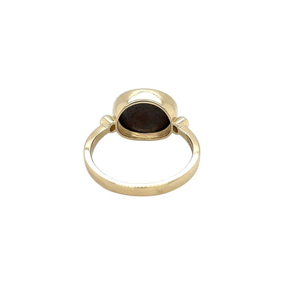 9ct Yellow Gold Doublet Opal & Diamond Ring (M1/2)