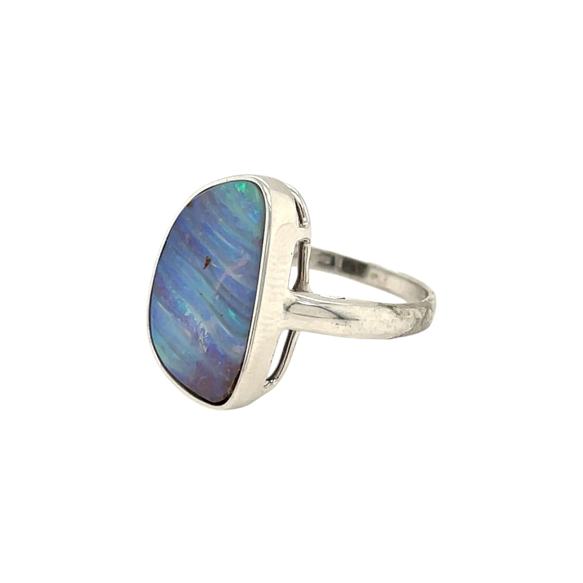 9ct White Gold Queensland Boulder Opal Ring (M)