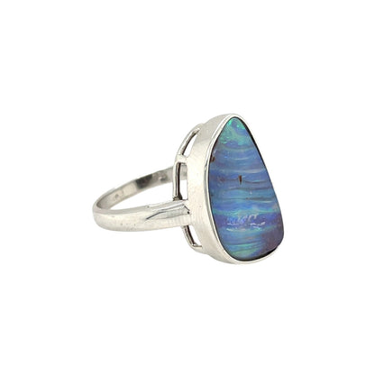 9ct White Gold Queensland Boulder Opal Ring (M)