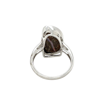9ct White Gold Queensland Boulder Opal Ring (M)