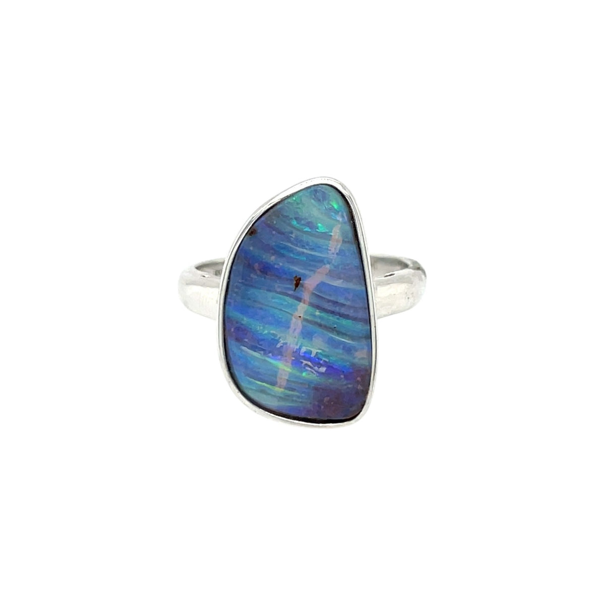 9ct White Gold Queensland Boulder Opal Ring (M)