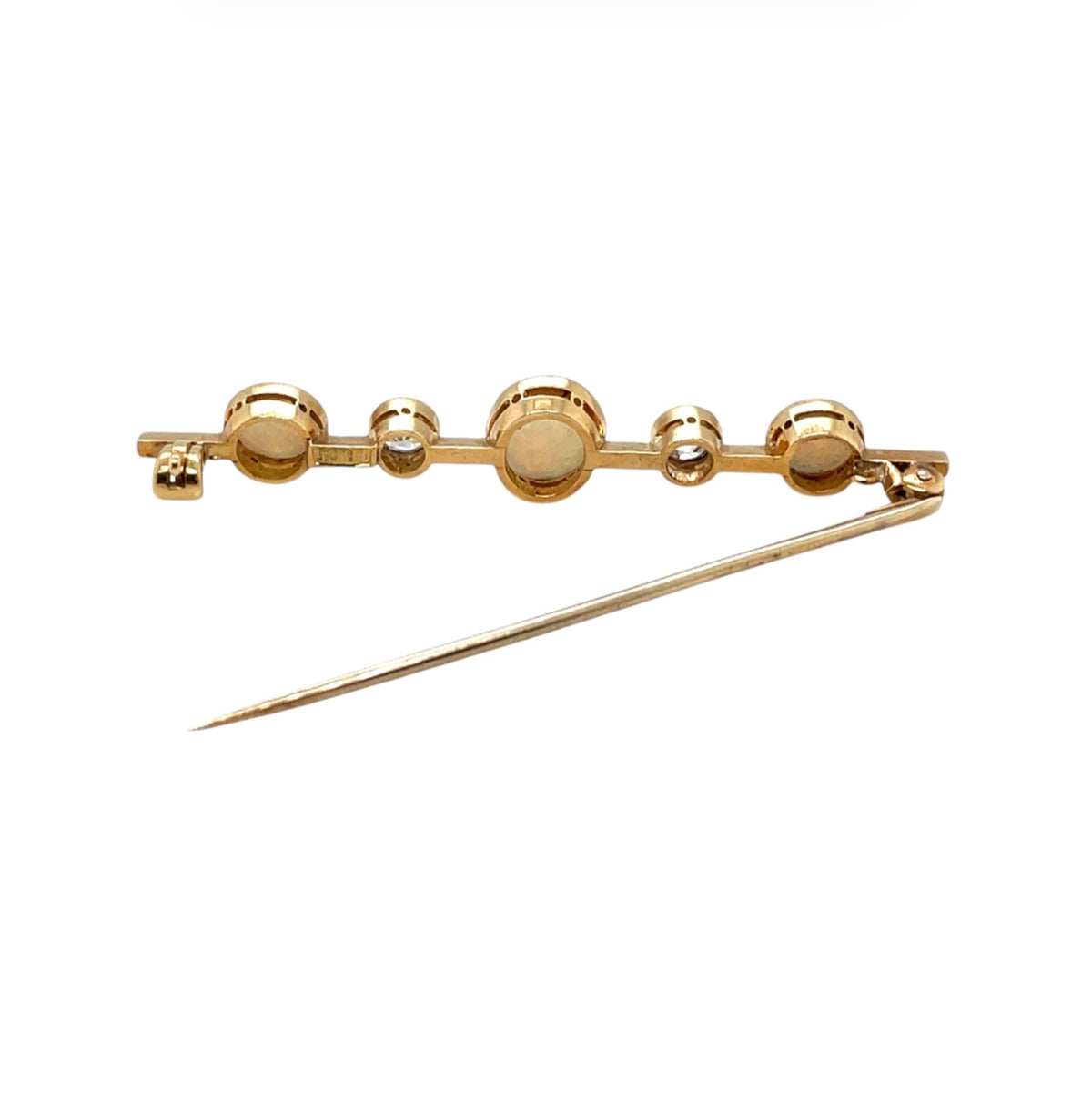 18ct Yellow Gold Opal & Diamond Brooch