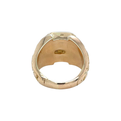 18ct Yellow Gold Hematite Intaglio Gents Ring (O)