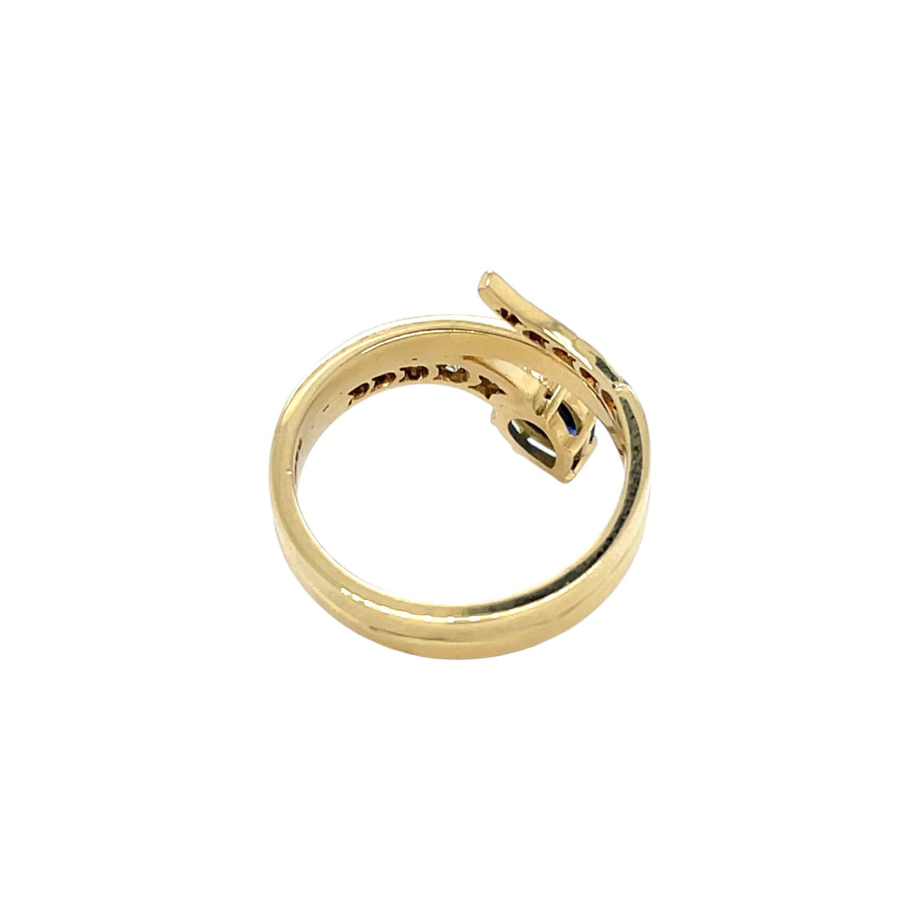9ct Yellow Gold Sapphire & Diamond Snake Ring (M)