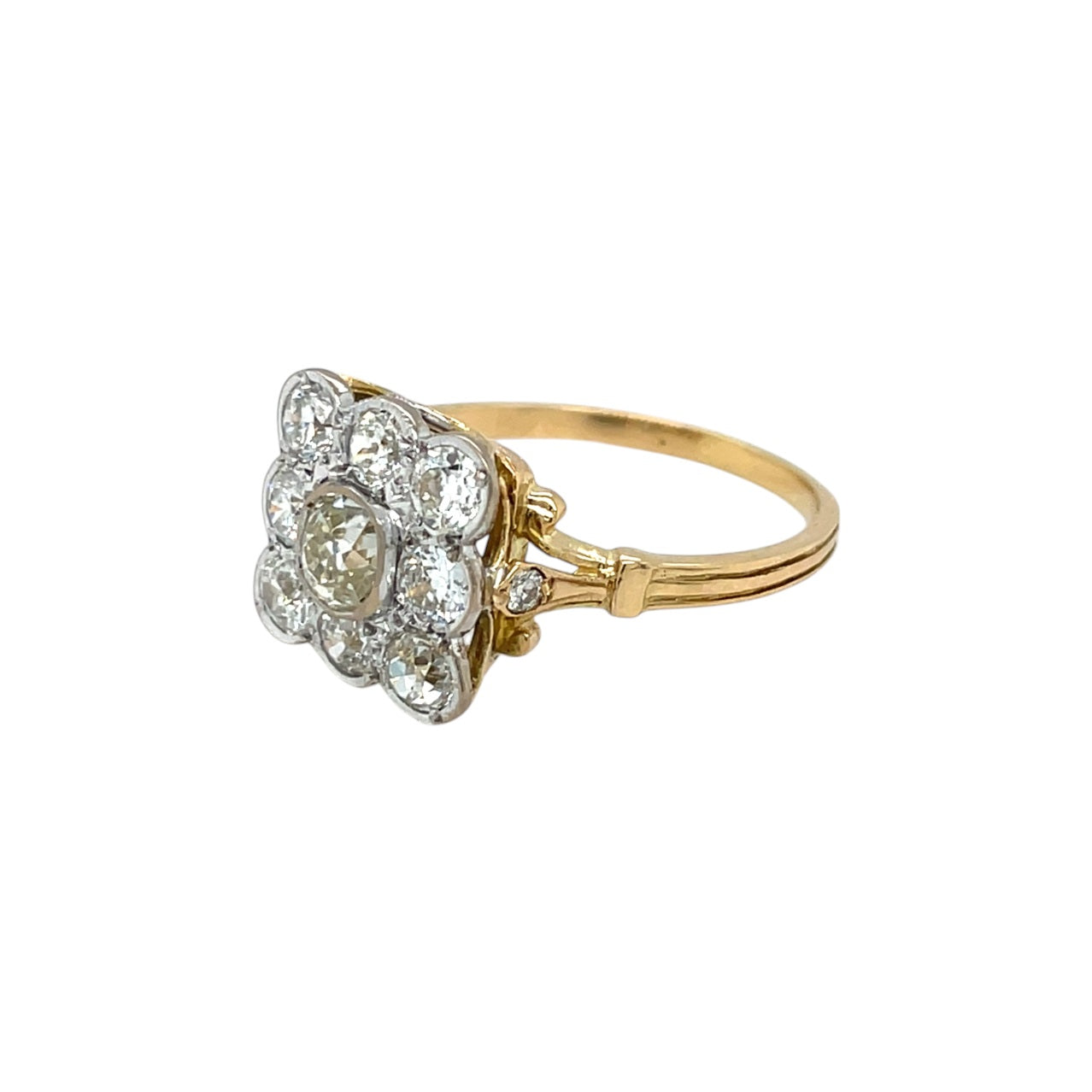 18ct Yellow Gold Diamond Cluster Ring (S)