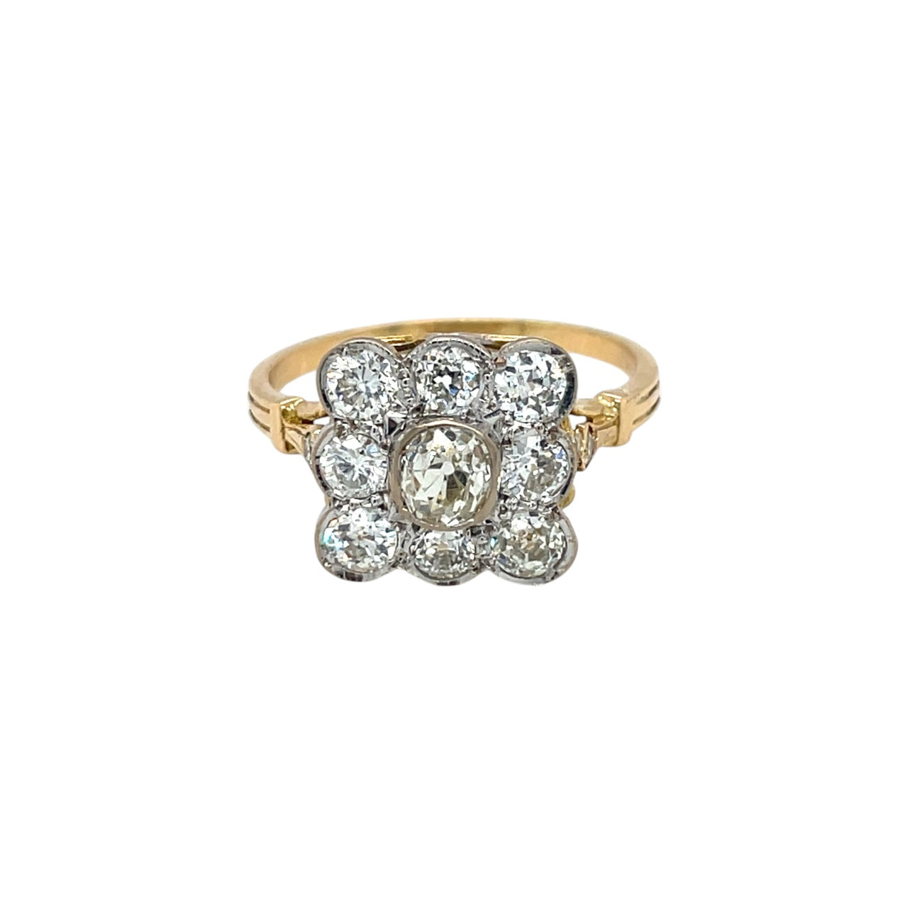 18ct Yellow Gold Diamond Cluster Ring (S)