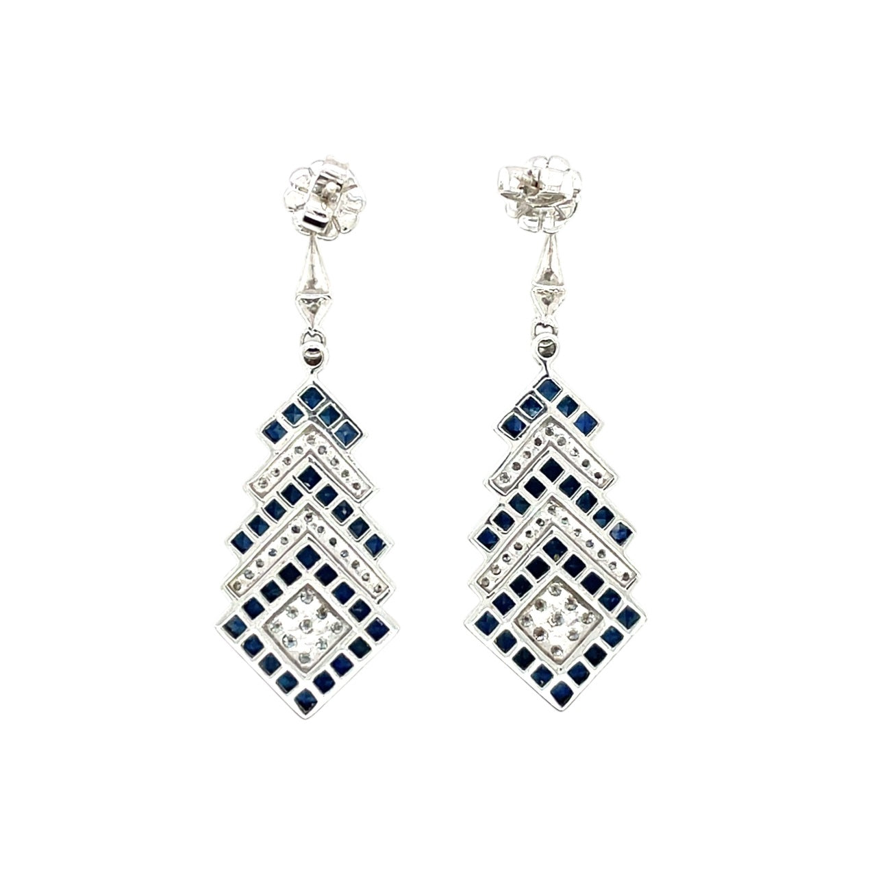 18ct White Gold Sapphire & Diamond Drop Earrings