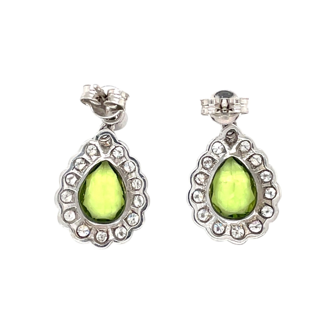 18ct White Gold Peridot & Diamond Drop Earrings