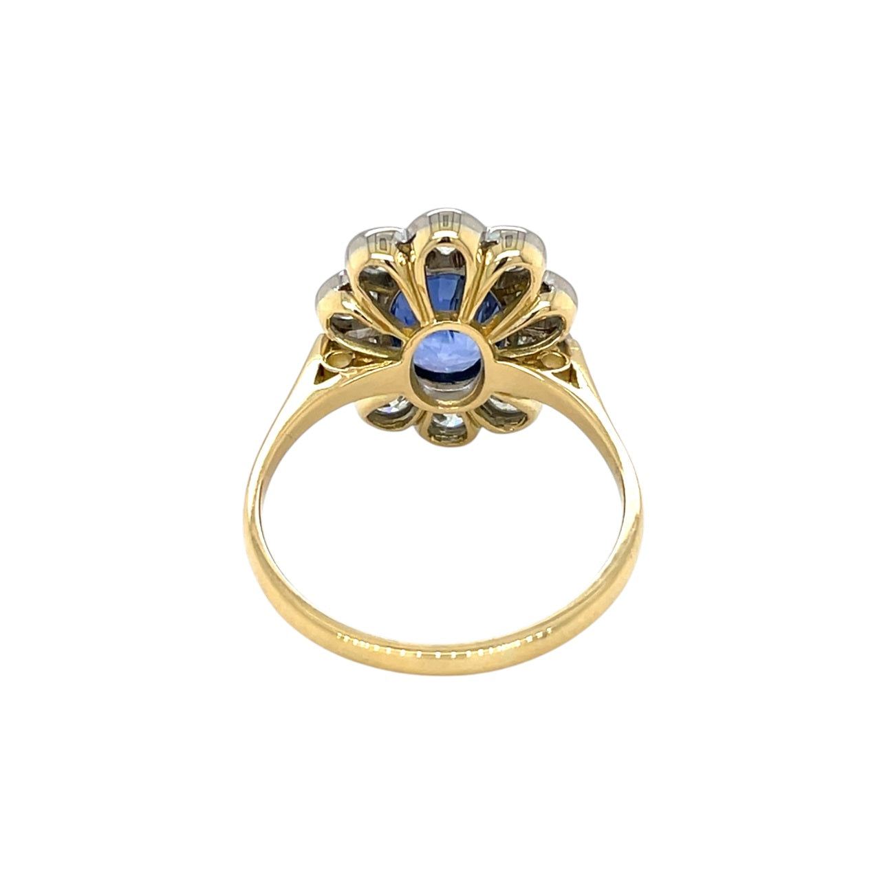 18ct Yellow Gold Sapphire & Diamond Cluster Ring (S)