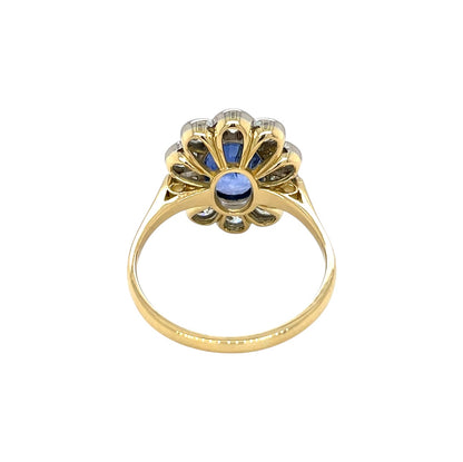 18ct Yellow Gold Sapphire & Diamond Cluster Ring (S)