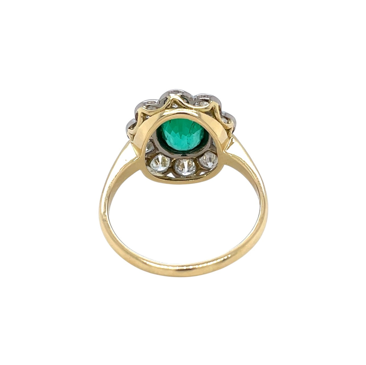 18ct Gold Emerald & Diamond Cluster Ring (T)