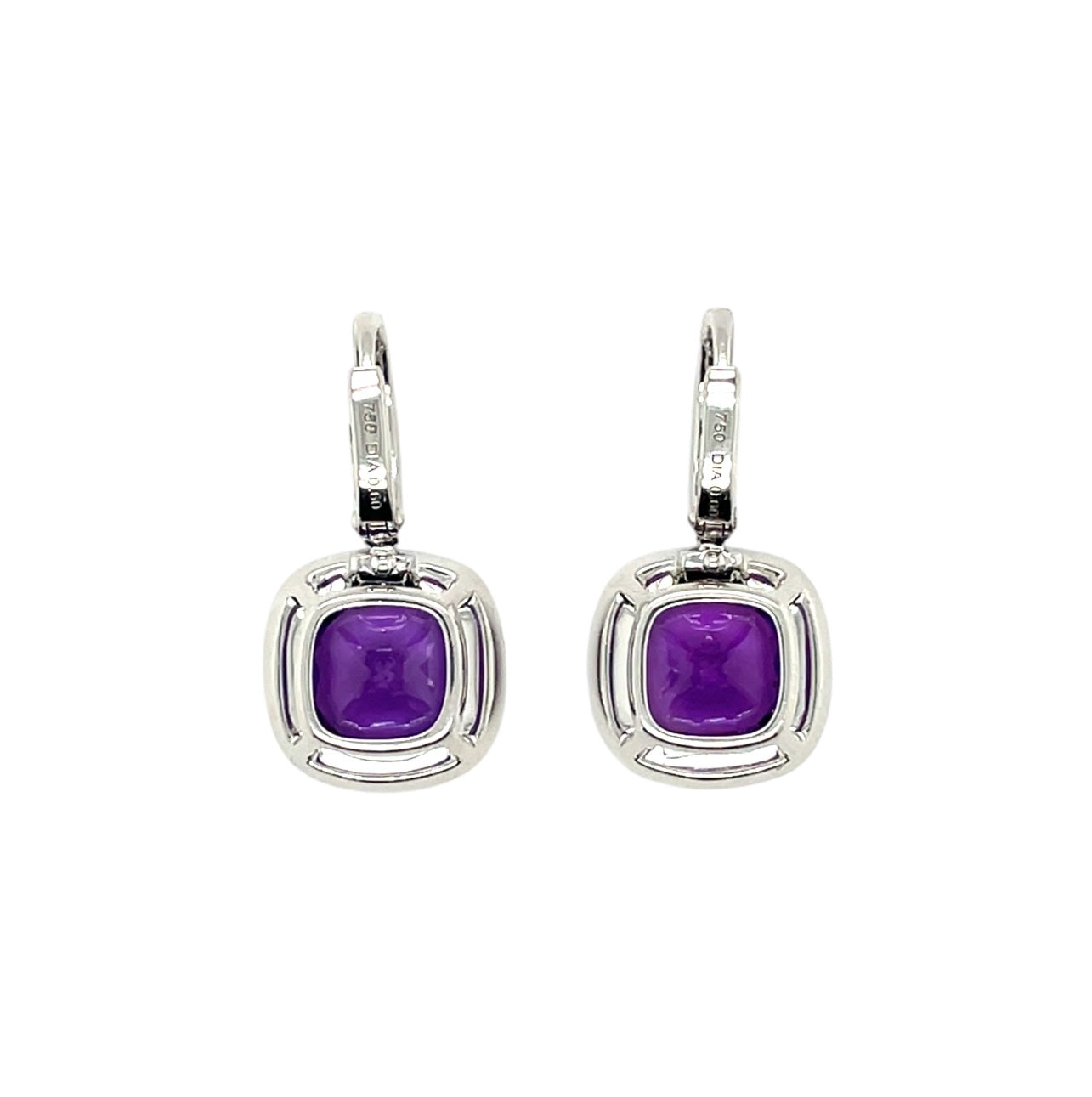 18ct White Gold Amethyst & Diamond Drop Earrings